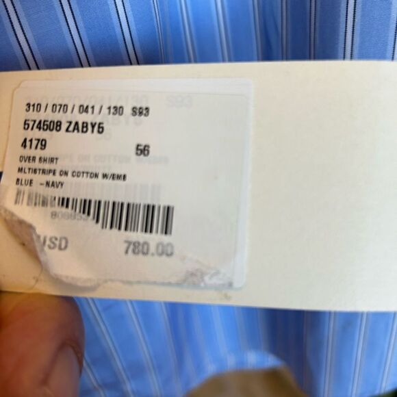 Men’s Gucci, blue stripe button up cotton shirt, size 56 made in Italy - Picture 5 of 8